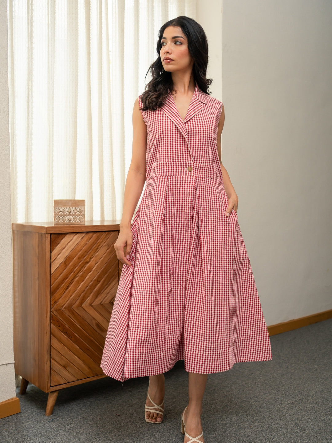 cotton check dress for women Gili Dress