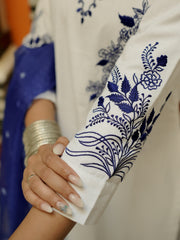 White Kurta Set with Embriodery