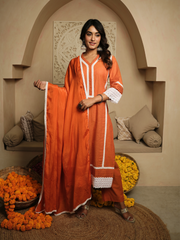 Cadmium Orange Kurta with Dupatta and Pants