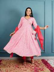 Lehriya Anarkali Pink Kurta