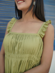 Soft Green Rayon Midi Dress