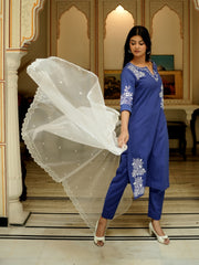 Ocean Breeze Kurta Set With Embriodery
