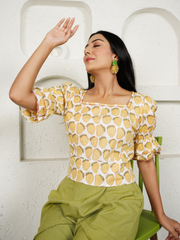 Pineapple Crop Top with Linen Pants