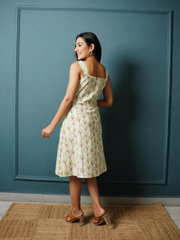 Block Print Pastel Green Short Dress
