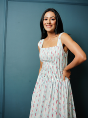 Block Print Pastel Blue Short Dress