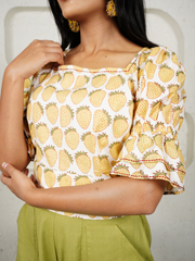 Pineapple Crop Top with Linen Pants
