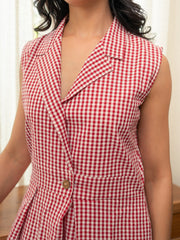 Red Cheques Cotton dress