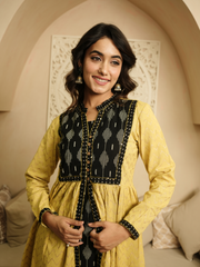 Lime and Black Ikat Cotton Dress