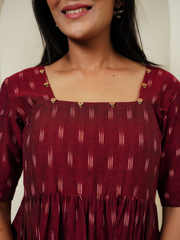 Maroon Ikat Print Dress