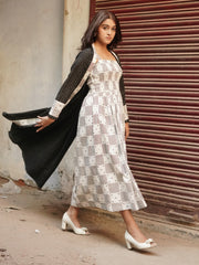 Heart Block Print Inner with Polka Dot Print Shrug
