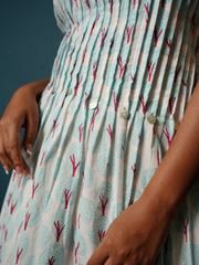 Block Print Pastel Blue Short Dress