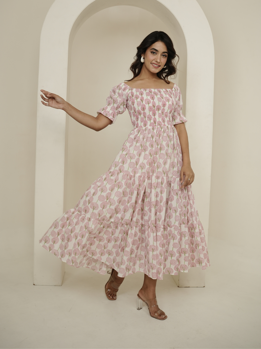 Blooming Blush Block Printed Dress