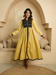 Lime and Black Ikat Cotton Dress
