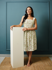Block Print Pastel Green Short Dress