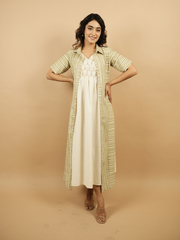 Sage Green Stripes Shrug Dress