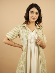 Sage Green Stripes Shrug Dress