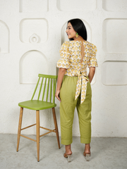 Pineapple Crop Top with Linen Pants