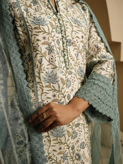 Turquoiuse Blue Chanderi Kurta with Dupatta and Pants