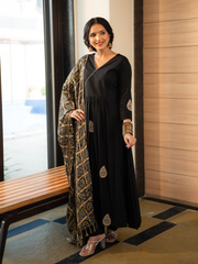 Black Rayon Suit with Pittan Work