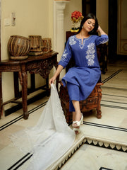 Ocean Breeze Kurta Set With Embriodery