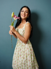 Block Print Pastel Green Short Dress