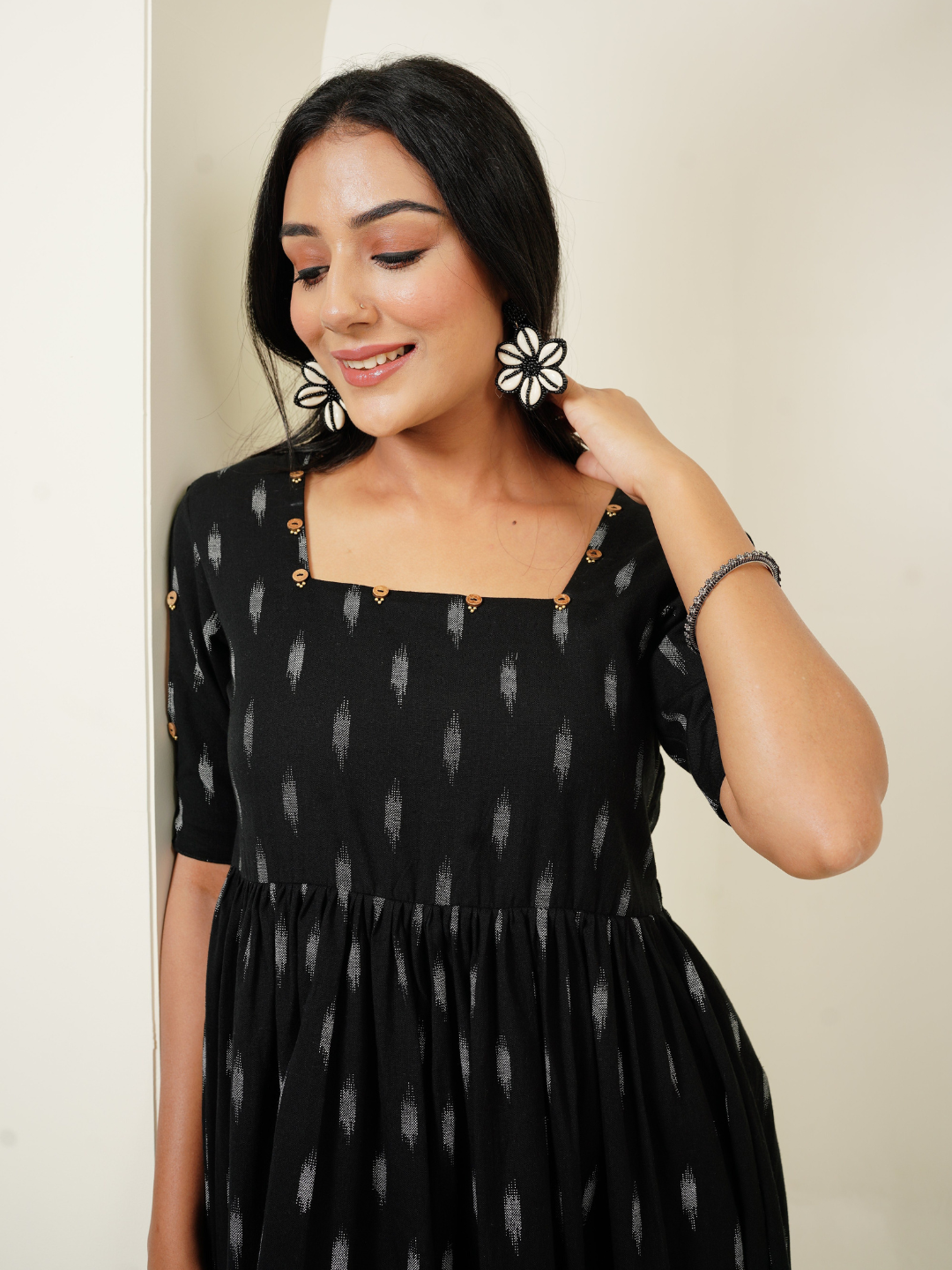 Black Ikat print Dress Label16