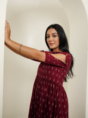 Maroon Ikat Print Dress