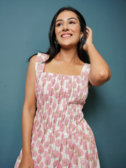 Block Print Red Short Dress
