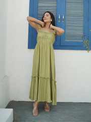 Soft Green Rayon Midi Dress