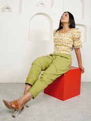 Pineapple Crop Top with Linen Pants