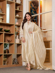 Shahi Bej Chanderi Kurta with Dupatta and Pants