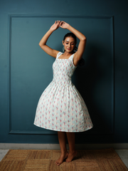 Block Print Pastel Blue Short Dress