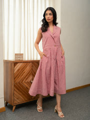 Red Cheques Cotton dress