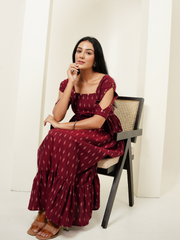 Maroon Ikat Print Dress