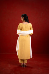 LIME GREEN PINTUCK KURTA SET LINEN