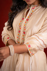 SHAHI BEJ WITH EMBRIODERY KURTA SET