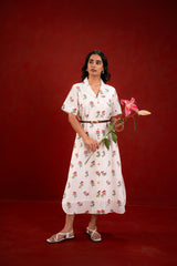 WHITE FLOWER SHIRT DRESS