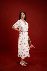 WHITE FLOWER SHIRT DRESS