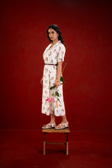 WHITE FLOWER SHIRT DRESS