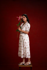 WHITE FLOWER SHIRT DRESS