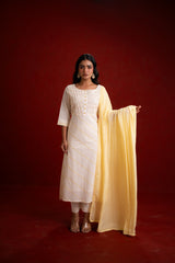 PINTUCK OFF WHITE KURTA SET