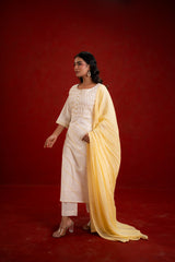 PINTUCK OFF WHITE KURTA SET