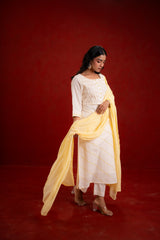 PINTUCK OFF WHITE KURTA SET