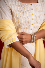 PINTUCK OFF WHITE KURTA SET