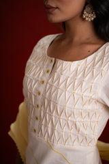 PINTUCK OFF WHITE KURTA SET