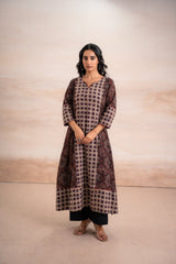 AJRAK BLACK N BLUE COTTON KURTA SET