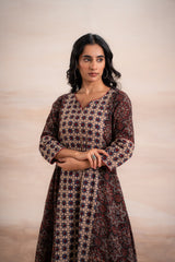 AJRAK BLACK N BLUE COTTON KURTA SET