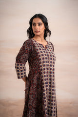 AJRAK BLACK N BLUE COTTON KURTA SET