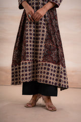 AJRAK BLACK N BLUE COTTON KURTA SET