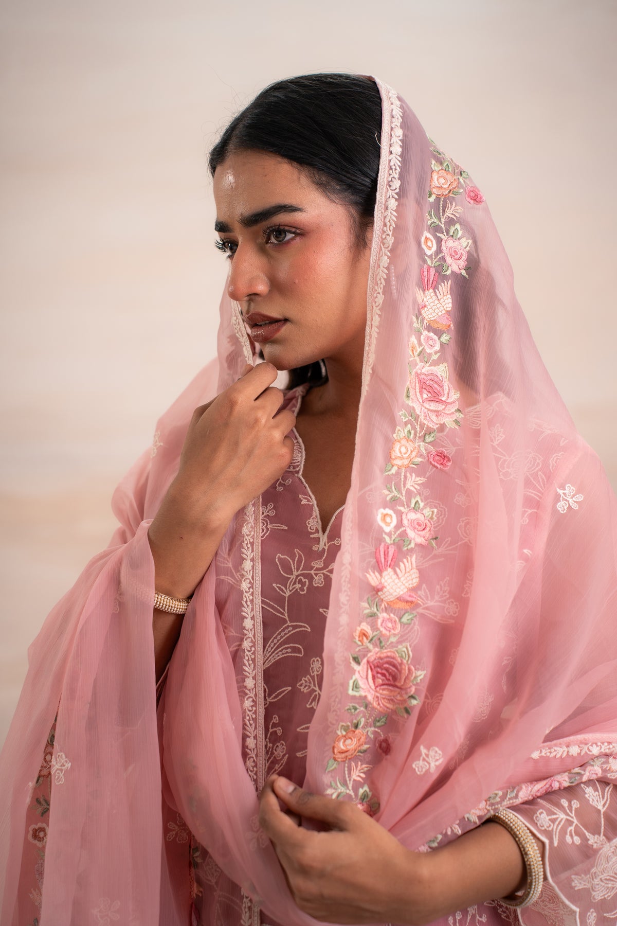 PINK EMBRIODERY SUIT SET